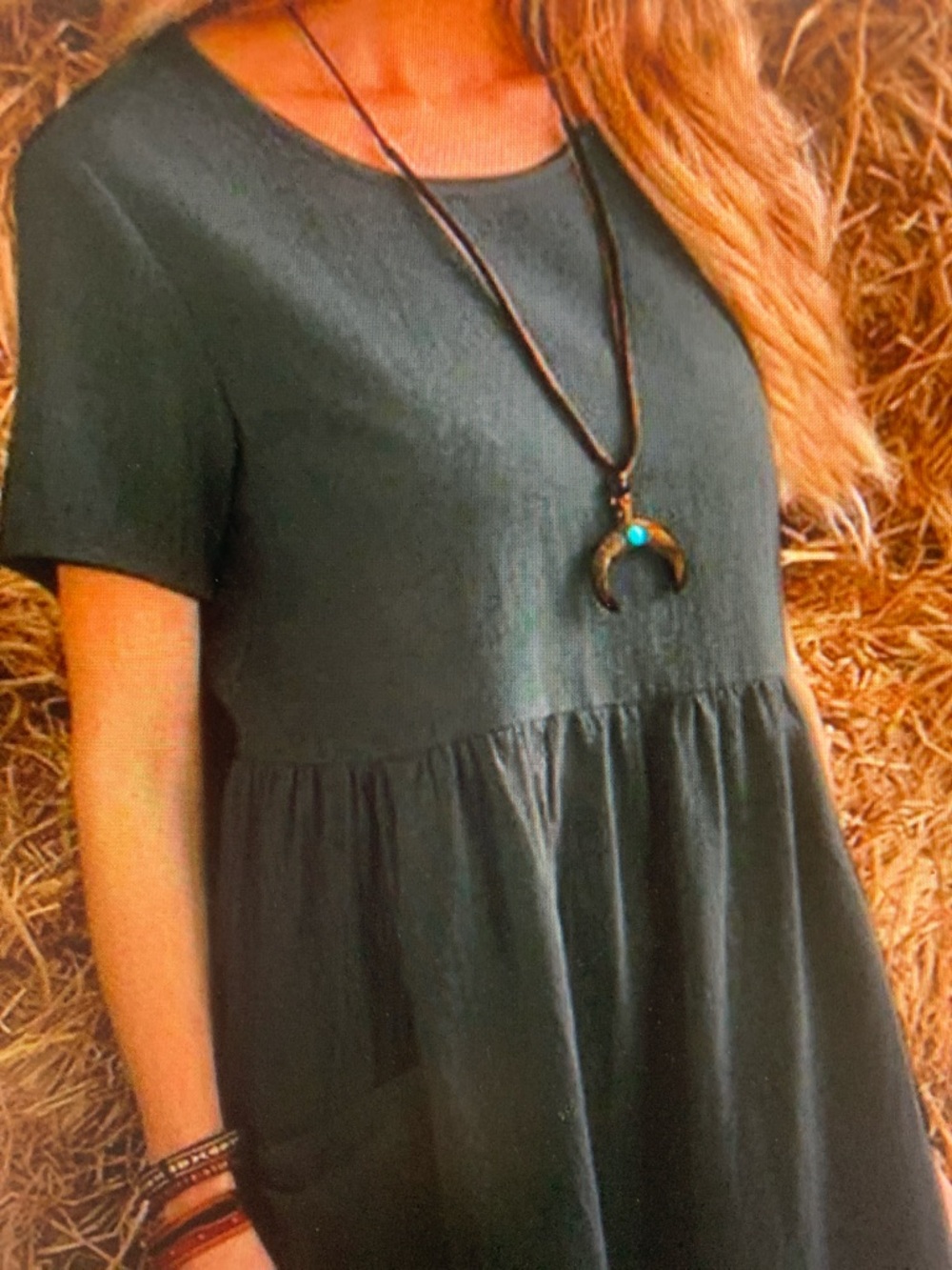 Women’s Short Sleeve Black Midi Dress with Ruffle Hem - Picture 2 of 5
